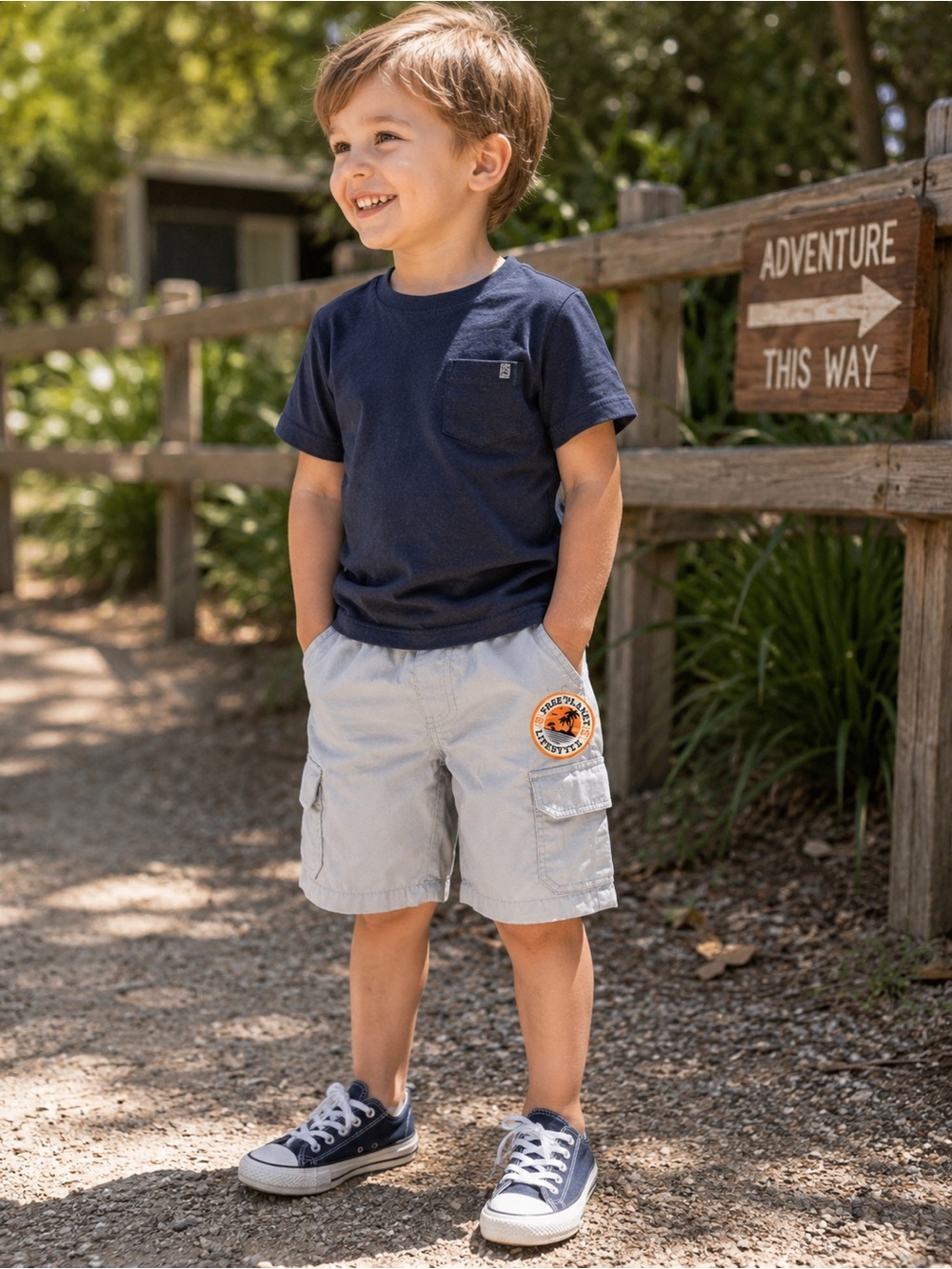 NWT Free Planet Boys Cargo Shorts Size 6 Light Gray 100% Cotton Beach